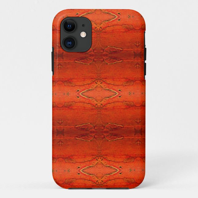Capa Para iPhone 11 Padrão Asteca Laranja Rústico (Verso)