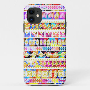Capa Para iPhone 11 Padrão azteca tribal colorido fofo