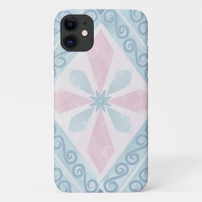Capa Para iPhone 11 padrão azul em forma de diamante (Verso)
