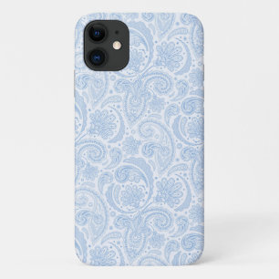 Capa Para iPhone 11 Padrão azul esbranquiçado de paisley
