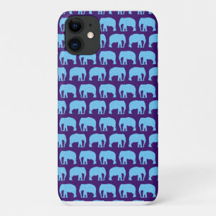 Capa Para iPhone 11 Padrão Azul Roxo do Elefante do Hipster