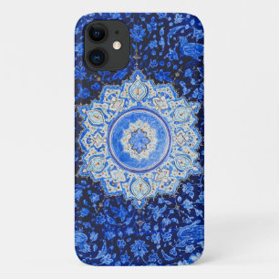 Capa Para iPhone 11 Padrão Azul Vintage Com Mandala Floral