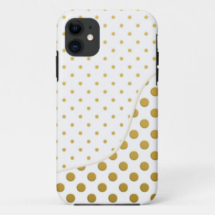 Capa Para iPhone 11 Padrão Bolinhas em Dourado e Branco