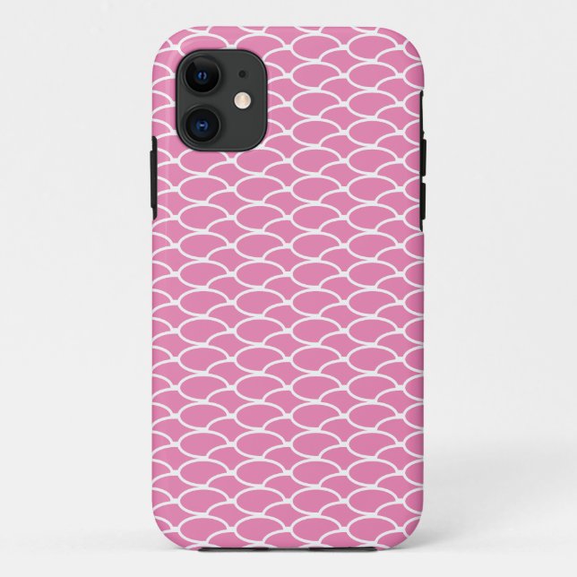 Capa Para iPhone 11 Padrão bonito de Ondas do Oceano Branco Rosa-Rosa (Verso)