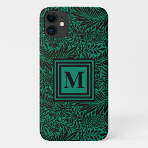 Capa Para iPhone 11 Padrão Botânico Emerald Green Monograma