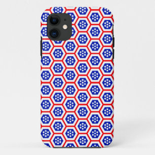 Capa Para iPhone 11 Padrão branco vermelho e hexágono azul Case-Mate i