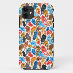 Capa Para iPhone 11 Padrão brilhante com penas de aves