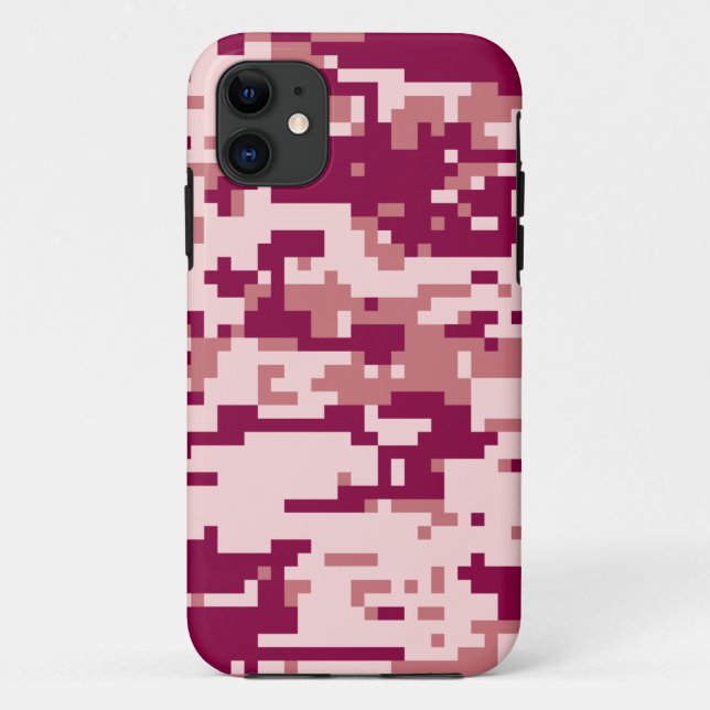Capa Para iPhone 11 Padrão Camuflagem Digital Rosa (Verso)