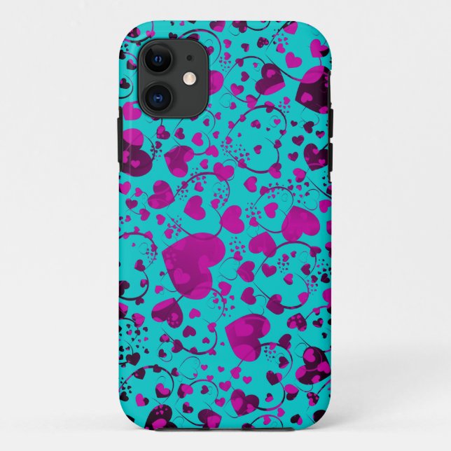 Capa Para iPhone 11 Padrão cardíaco - roxo - faça sua própria cor (Verso)
