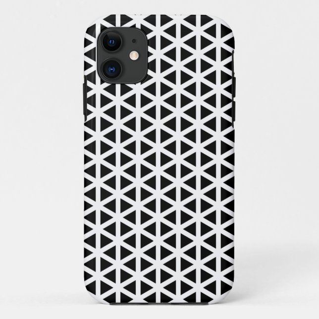 Capa Para iPhone 11 Padrão Chevron preto e branco (Verso)