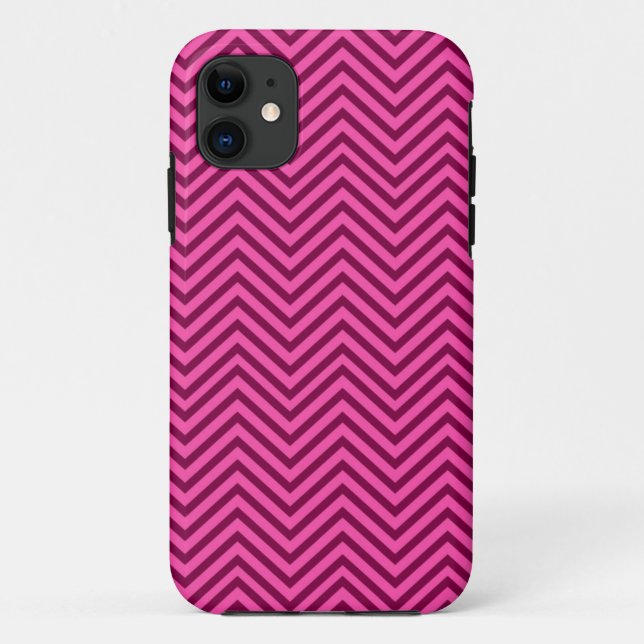 Capa Para iPhone 11 Padrão Chevron Rosa Quente (Verso)