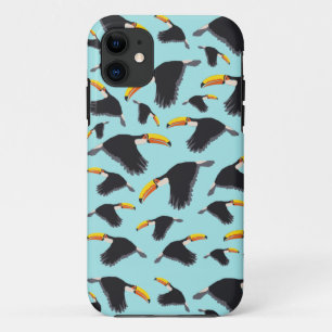 Capa Para iPhone 11 Padrão Colorido de Aves Tropicais de Toco