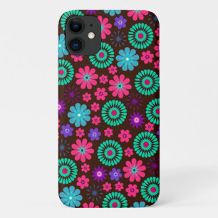 Capa Para iPhone 11 Padrão Colorido de Flor Funky Psicodélico
