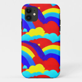 Capa Para iPhone 11 Padrão Colorido de Nuvens do Arco-Íris
