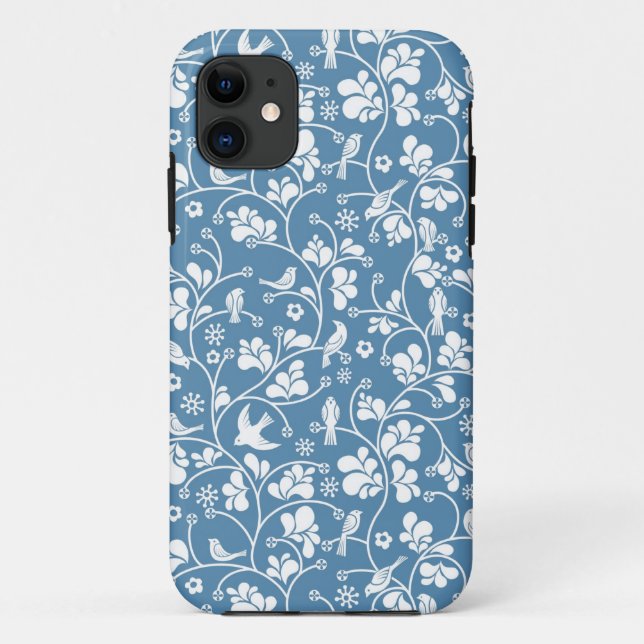Capa Para iPhone 11 padrão com aves e ornamento de plantas (Verso)