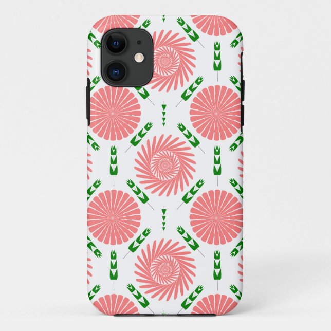Capa Para iPhone 11 padrão com flores rosa (Verso)
