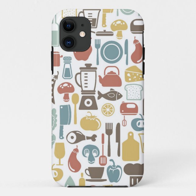 Capa Para iPhone 11 Padrão com ícones de cozinhar (Verso)