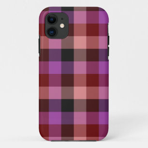 Capa Para iPhone 11 Padrão contínuo xadrez elegante em vermelho e amei