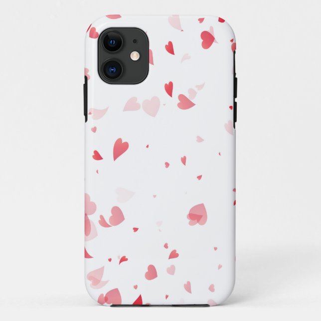 Capa Para iPhone 11 Padrão Corações 33 (Verso)
