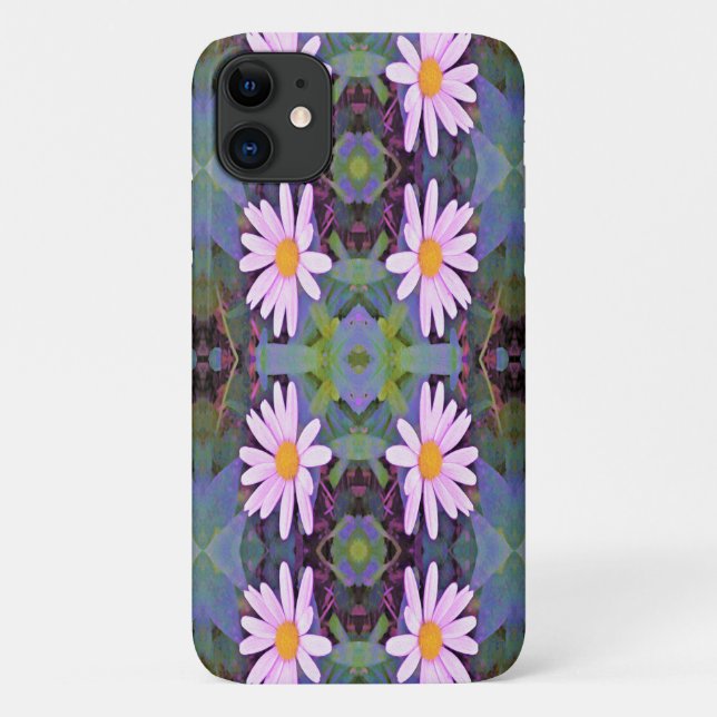 Capa Para iPhone 11 Padrão da flor da margarida rosa retrorreflectora (Verso)