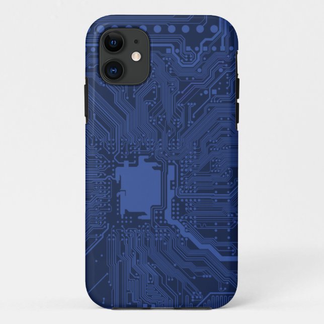Capa Para iPhone 11 Padrão da placa-mãe do Geek azul (Verso)