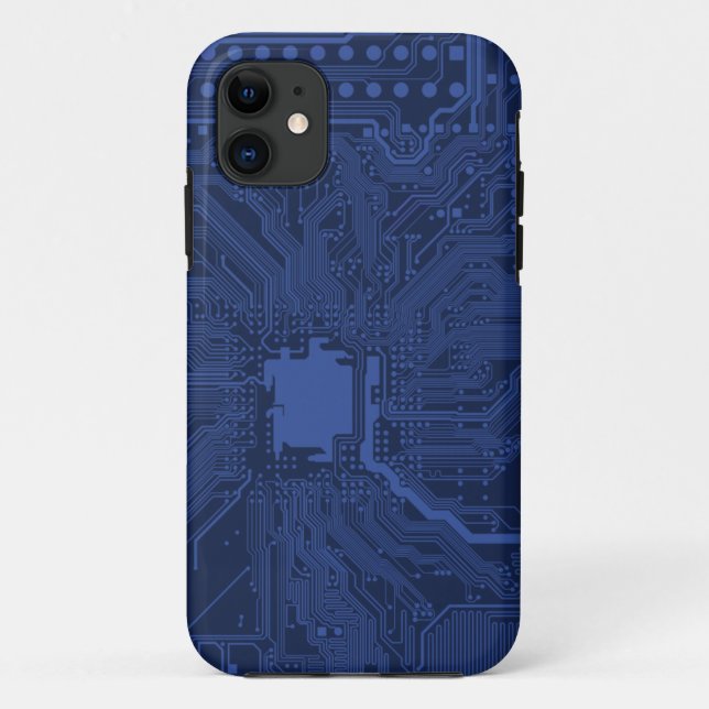 Capa Para iPhone 11 Padrão da placa-mãe do Geek azul (Verso)