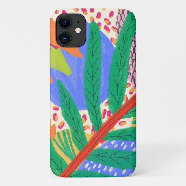 Capa Para iPhone 11 Padrão das folhas de Abstrato (Verso)