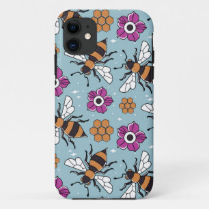 Capa Para iPhone 11 Padrão de Abelhas Melíferas Doces