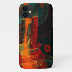 Capa Para iPhone 11 Padrão de Abstrato de Arte Moderno Vermelho Azul-L