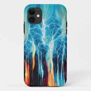 Capa Para iPhone 11 Padrão de Abstrato de Energia Elétrica Vermelha e 