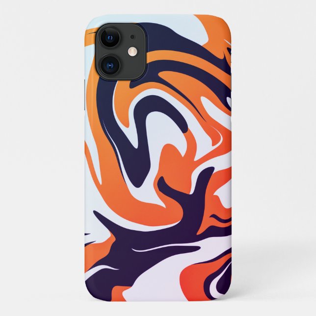 Capa Para iPhone 11 Padrão de Abstrato de líquido laranja amarelo acrí (Verso)