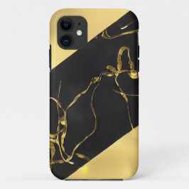 Capa Para iPhone 11 Padrão de Abstrato preto e Dourado