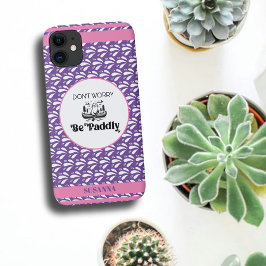 Capa Para iPhone 11 Padrão de Água Retro Roxo Lontra Canoa Nome Person