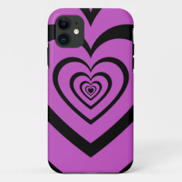 Capa Para iPhone 11 Padrão de Amor do Coração Hipnótico Roxo Negro
