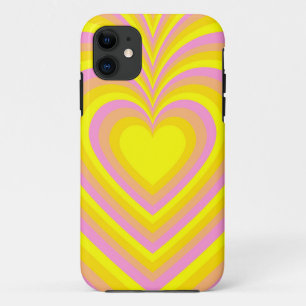 Capa Para iPhone 11 Padrão de Amor do Coração Hiponético Amarelo