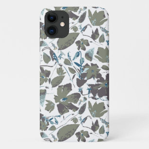 Capa Para iPhone 11 Padrão De Aquarelas Florais De Sage E Azul-Teal