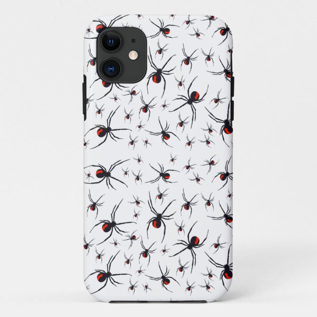 Capa Para iPhone 11 Padrão de aranha vermelha e preta (Verso)