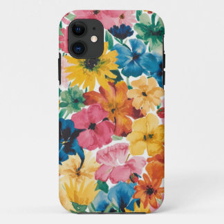 Capa Para iPhone 11 Padrão de Arte do Flor Laranja Amarelo Verde Cor-d