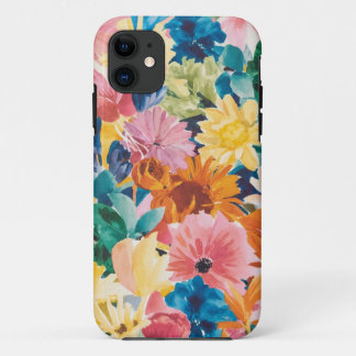Capa Para iPhone 11 Padrão de Arte do Flor Laranja Amarelo Verde Cor-d
