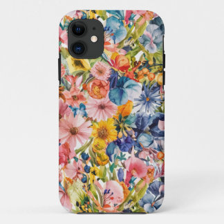 Capa Para iPhone 11 Padrão de Arte do Flor Laranja Amarelo Verde Cor-d