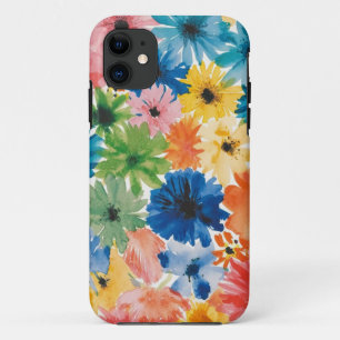 Capa Para iPhone 11 Padrão de Arte do Flor Laranja Amarelo Verde Cor-d