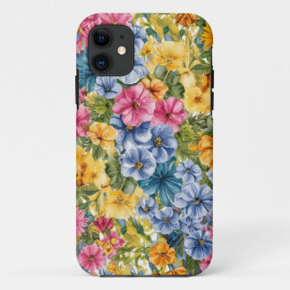 Capa Para iPhone 11 Padrão de Arte do Flor Laranja Amarelo Verde Cor-d