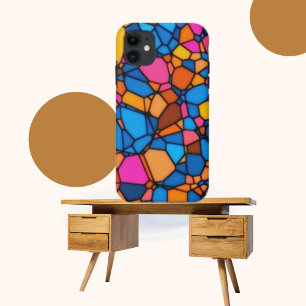 Capa Para iPhone 11 Padrão de Arte Mosaica Cor-de-Rosa-Cor-de-Cor-de-C