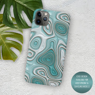 Capa Para iPhone 11 Padrão de Arte Verde Branco Aqua Turquoise