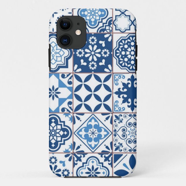 Capa Para iPhone 11 Padrão de azulejos cerâmicos (Verso)
