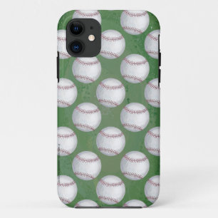 Capa Para iPhone 11 Padrão de baseball em verde