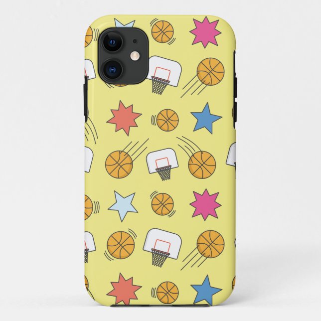 Capa Para iPhone 11 Padrão de basquetebol divertido (Verso)