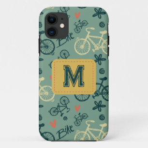 Capa Para iPhone 11 Padrão de Bicicleta Verde Moderno da Corrida do va