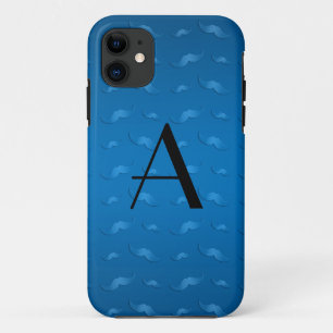 Capa Para iPhone 11 Padrão de bigode azul brilhante monograma