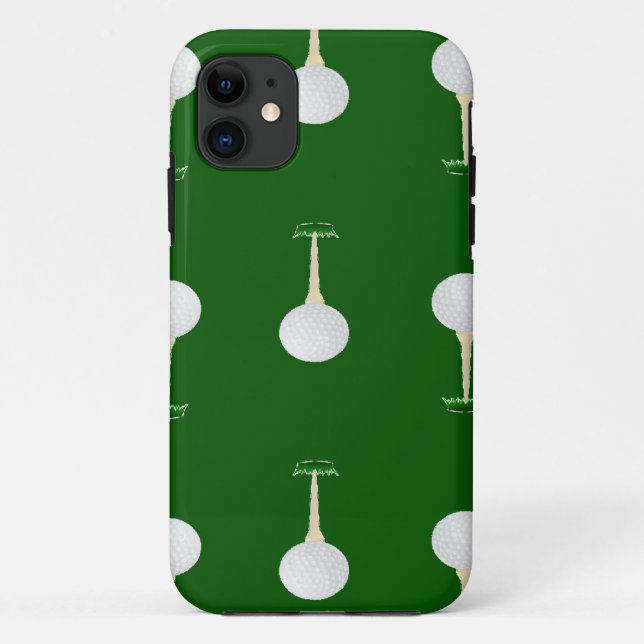 Capa Para iPhone 11 Padrão de bolas de golfe em verde (Verso)